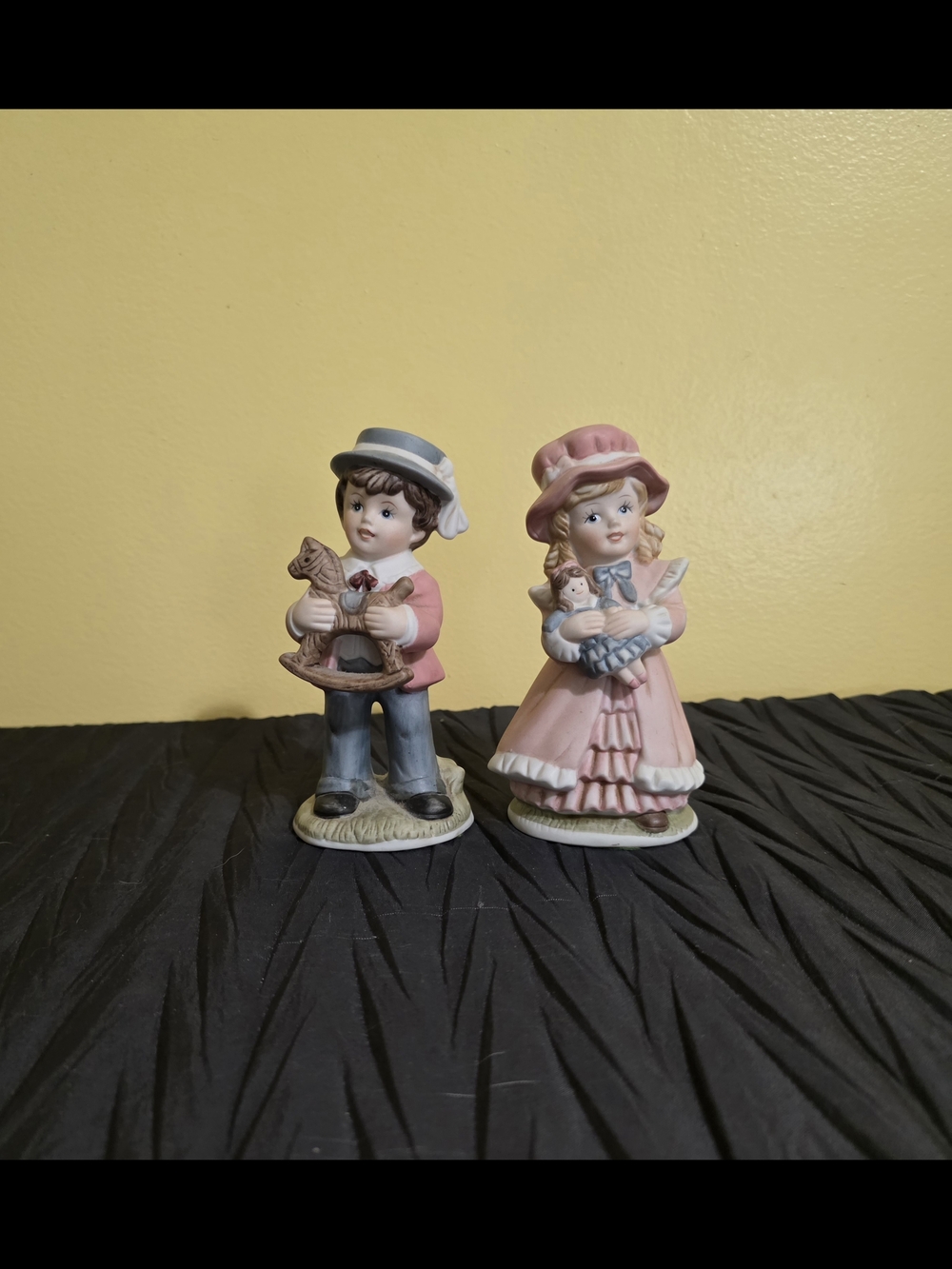 Homco Pink and Blue Porcelain Boy and Girl Figurine Set